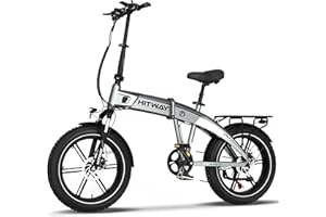 HITWAY 20 * 4.0” Bici Elettrica, Batteria 48V 10,4Ah fino a 50-100KM, 250W Motore Fat Tire E Bike, Pedelec Pieghevole con 7 Velocità per Pendolari Adulti