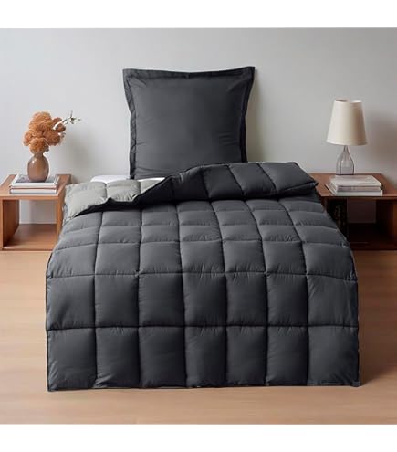 DoubleDry 2 in 1 Dekbed 140x200 - Eenpersoons wasbaar dekbed zonder overtrek - licht grijs