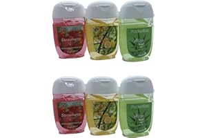 CHLOE AND TOM (6) Pocket Antibacterial Alcohol Hand Sanitiser Gel Multipack Fragrant Strawberry Lemon Aloe 70%