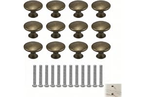 Sqylomk Set med 12 bronsgarderobsknoppar, chic vintage möbelknopp i brons, 30 mm runda handtag för köksmöbler, badrum och låd
