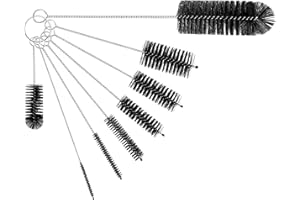 CARVE IDEAS Brosse À Bouteille, Lot De 8 Brossettes De Nettoyage en Nylon pour Pailles Et Tuyaux, pour Bouteilles À Col Étroit, Biberons, Bocaux Et Bec De Théière (Noir)