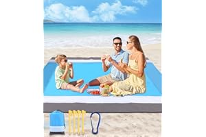 Toaren 210 x 200 cm Coperta da Spiaggia,Telo Anti Sabbia Tappetino da Mare con 4 Picchetti Fixed,Coperta da Spiaggia Portatile Telo Spiaggia Antisabbia Compatta per Spiaggia Campeggio Escursionismo