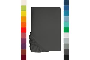 Lavea Spannbettlaken 90x200cm-100x200 - aus atmungsaktiver Baumwolle - Passgenau für Standardmatratzen bis 20cm - Anthrazites Bettlaken mit Gummizug - Jersey Spannbetttuch 90x200cm-100x200