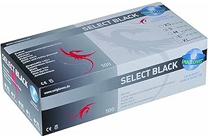 UNIGLOVES - Robuster SELECT® BLACK Latexhandschuh | Puderfrei & lebensmittelecht | Schwarze Einweghandschuhe zum Kochen, Tätowieren uvm. | 100 Stück | Einmalhandschuh L