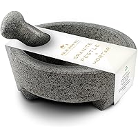 Granite Pestle and Mortar with Stabilising Feet by Silk Route Home, premium unpolished granite spice grinder – kitchen tool f