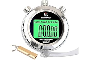 SZBJSMF Chronomètre avec Sifflet,Chronometre Professionnel 2 Mémoire avec Fonction Muet et Lumièr pour Sport