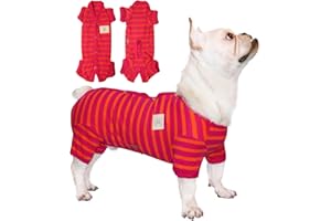 TONY HOBY Shirts für Hunde, Hundeschlafanzug mit Streifen und 4 Beinen Weiches und atmungsaktives Hunde-T-Shirt Hundekleidung für kleine, mittelgroße Hunde (Jungen-Rot, XS)