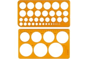 Kssvzz 2 Pezzi Disegno Stencil Cerchio, Semplice e Pratico Stencil Circoli, Disegno Geometrico Righello con 36 Cerchi e 7 Cerchi per Ufficio e Scuola Disegnare