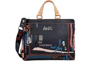 Anekke - Portadocumenti da donna - Valigetta a tracolla in ecopelle con tracolla regolabile - Chiusura a cerniera contemporanea - Misure 41x31x7 cm