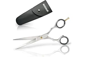 Socialic Nożyczki fryzjerskie z etui - ostre nożyczki fryzjerskie (16,5 cm) ze stali węglowej do stylizacji włosów i jako trymer do brody | profesjonalne nożyczki fryzjerskie dla kobiet, mężczyzn i dzieci