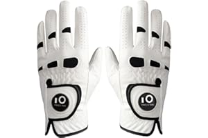 FINGER TEN Guanti da golf da uomo per mano sinistra e destra, con marcatore a sfera, in pelle Cabretta, coppia di guanti da golf, per uomo, resistenti alla pioggia, resistenti, flessibili