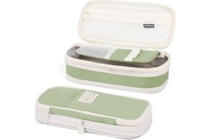 Mamowla Matite Astuccio Grande Capacità, Astuccio Portapenne per Scuola Ufficio Bambina Ragazzi Studenti, Regali di Compleanno(Verde Chiaro)