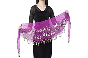 Floatdream Cintura di Danza del Ventre, Cintura Danza del Ventre Sciarpa, Cintura da Ballo del Ventre Femminile, Performance Scenica, Performance di Compleanno, Performance di Festa (Viola)