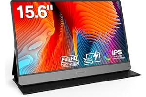 KOORUI Portable Monitor HDMI External Monitor for Laptop/PC/Mac/Phone 15.6 inch 1080P FHD USB-C IPS Gaming Computer Display w/Premium Smart Cover & Speakers