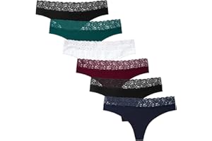 INNERSY Stringi damskie koronkowe seksowne bielizna damska hipsterskie majtki bawełniane 6 sztuk