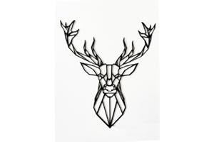 Pet-Jos Hirsch 50 cm Wanddeko Holz Hirschköpfe Deko Wanddekoration Deer Wooden Wall Decoration Wall Art Geometrische Ornamente Minimalistische Wandkunst Hängende Dekoration