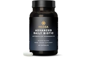 INESSA Probiotics Lactobacillus Rhamnosus GG | 60 Daily Vegan Capsules | The Most scientifically Studied Strain Globally, with The Greatest Level of Clinical documentation