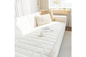 ShowyLive Sofa Covers 1 2 3 4 Seater Non Slip Sofa Slipcovers Super Soft & Thick Corduroy Sofa Cushion Covers Sofa Protectors from Pets/Kids/Dogs(White, 35 * 71 inch/90 * 180CM)