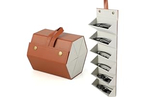 ATLIBERSWO Scatola Portaoggetti Occhiali,Scatola Portaoggetti Occhiali da Sole,Scatola Porta Occhiali Pieghevole a 6 Scomparti,Scatola Porta Occhiali da Sole,PU,Ideale per Viaggi e per Riporre 6 Paia di Occhiali
