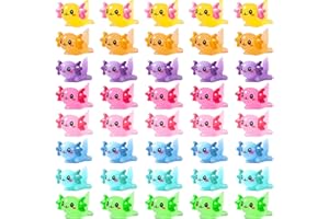 IETWATE 40PCS Mini Figures Axolotl Toy, Cartoon Cute Mini Resin Animals, Mini Animals Hexagonal Dragon Decoration, Fingerlings Axolotl Gifts for DIY Craft Dollhouse Decorations (Solid Color)