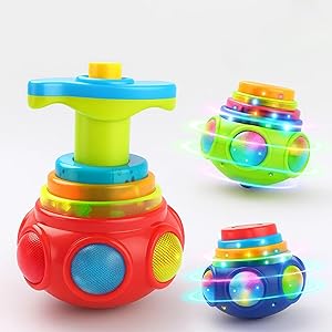 GRAPHENE Spinning Top Gyro Magic Lattoo Toy Flashing Plastic Magic Spinner with LED Lights Music Attractive Toy Non-Toxic Saf