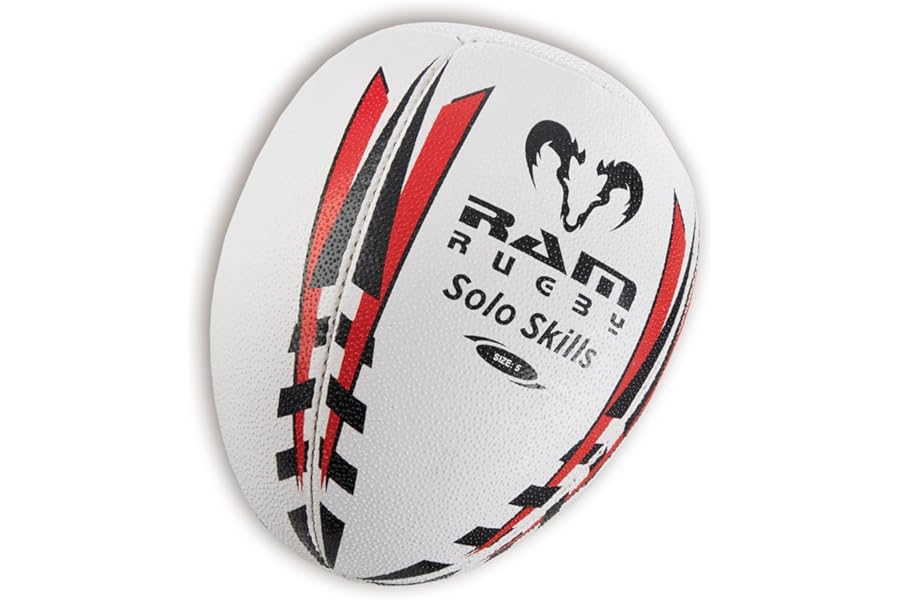 Ram Rugby Solo Skills Rebounder Rugby Ball – Sizes 3, 4 & 5 – Solo Passing & Handling Training Ball – Bounce-Back Wall Ball for Youth & Adults – Rugby Training Equipment – UK-Made, Hand Stitched