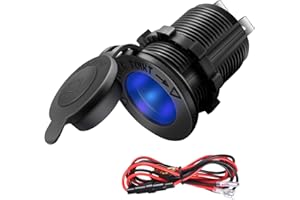 Cigarette Lighter Socket Car Marine Motorcycle ATV RV Lighter Socket Power Outlet Socket Receptacle 12V Waterproof Plug (LED Blue) by ZHSMS