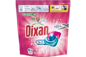 Dixan Adiós al Separar Total 4+1 Detergente en Cápsulas para Lavadora (34 Lavados), Jabón para la Ropa de Color, Limpieza, Luminosidad y Frescor en un Detergente