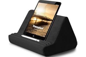 Transplant Morbido Supporto per Tablet con Tasca, Angolo di Visualizzazione Regolabile 3, Supporto Pigro per Divano, Compatibile con IPad Tablet, Smartphone, Libri e Riviste (Nero)