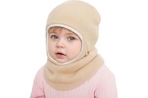 DRESHOW Gorro de Punto para Bebé Niño Niña Capucha Suave Invierno Sombreros y Bufandas con Forro Polar para Pequeños Niños Niñas 1-6 Años