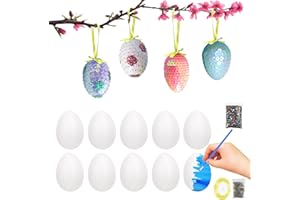 HAKOTOM 24x Styroporeier Ostereier Deko Ostern Eier zum Aufhängen und Bemalen Styropor Ei Easter Eggs mit Bunte Pailetten Stecknadeln, DIY Ostern Bastelset für Kinder Osterzeit Eiersuche