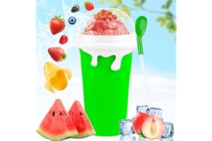 PlsMupn Slushy Maker Cup, 500ml Frozens Squeeze Cup en Silicone avec paille et cuillère 2 en 1, Gobelet à glace Slushy, Slushy Cup pour la préparation de divers smoothies-Vert
