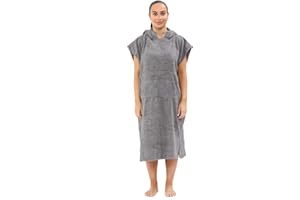 kraftd Unisex Adults Hooded Towel Poncho 100% Cotton Towel Robe With Pocket Men Women Towelling Changing Robe Ideal for Holidays Swimming Surfing Beach Bathing Travel (1 Piece)
