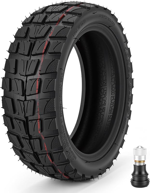 Pneumatico da vuoto 10x2.75-6.5 con valvola, 10 pollici pneumatico fuoristrada tubeless in gomma antiscivolo per scooter elettrico, adatto per strade innevate, sabbiose e ghiaiose