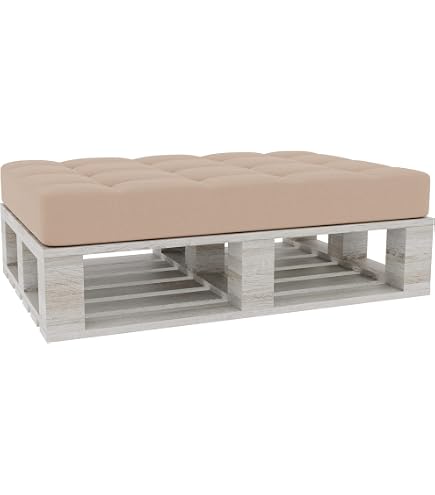 Cuscini Per Pallet Esterni, Set Divano Da Giardino Con Federe In Poliestere, Imbottitura In Schiuma, Dimensioni 120x60 + 120x50 Cm, Colore Limone - 3
