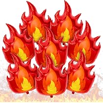 6 Stück Flammen Folienballons XXL – Feuerwehrmann Party Deko, Heliumballons In Rot/Gelb, Riesen Feuer