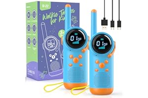 Walkie Talkie for Children, Kearui Radio Children Rechargeable for 3-12 Years Gift Toy Boy, Children's Walkie Talkie 8 Channels, LED Torch, Clear Voice for Adventure, Hiking (Blue)