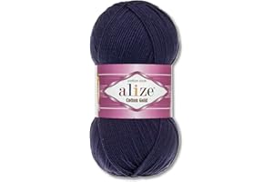 Frida's Wollhaus Alize Cotton Gold Laine d'été 100 g Coton Amigurumi 65 couleurs (58 - Bleu marine)