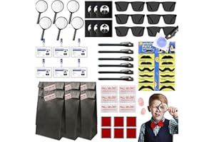 HuaMuDM 60 Pezzi Bambini Giocattolo Detective,Kit Spionaggio Gioco Detective per Bambini,con penna UV,taccuino, lente d'ingrandimento giocattolo,carte d'identità con clip,tampone per impronte digitali
