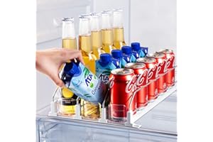 Accwork Organizador Latas Nevera Grande, 25 x 38cm Organizador Nevera Automático, Dispensador Latas Nevera, Organizador Cocina para 15 Latas, 3 Filas