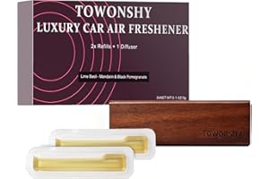 ‎TOWONSHY Auto Lufterfrischer Herren Parfüm – Elegante Holzhalterung Autoduft – Auto Lüftungsauslass Duft – Limette Basilikum Mandarine & Schwarzer Granatapfel, Natürlicher Duft Gegen Schlechte Gerüche