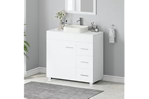 AVC Designs Bathroom Sink Cabinet Under Basin Unit Cupboard Storage Furniture With Storage Shelf White