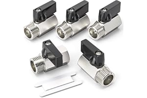 Bwintech 5 pièces 1/4 "BSP femelle x mâle nickelé laiton Mini vanne à boisseau sphérique