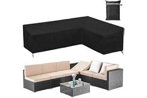 Funda de sofá de esquina COOSOO para muebles de jardín al aire libre, impermeable, duradera 210D Oxford,seccional en forma de L, funda de protección para sofá de esquina con bolsa de almacenamiento