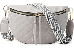 Jiliyote Crossbody Bag Damen Breitem Wechselgurt mittelgroße PU Leder Bauchtasche Damen Leder Breiter Gurt Crossbag Damen Gürteltasche für Festival Reise Alltag