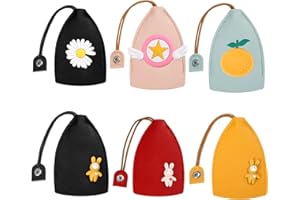 LEUUD 6 Piezas Funda para Llaves Extraíble, Bolso para Llaves de Cuero para Hombres y Mujeres, Estuche para Llaves de Coche, Bolsa de Organizador Llaves Creativa