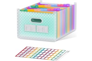 ThinkTex Chemise de Classement Extensible à 26 Poches, Verticale et Ouverte, Onglets Colorés de A à Z, Chemise Accordian de Grande Capacité, Fournitures pour Enseignants - Vert