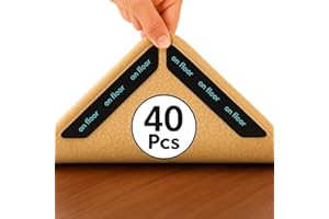 AIONIS Pinzas Antideslizantes para Alfombras Adhesivas Lavables Reutilizables Pack 40 Unidades Fijación Fuerte para Alfombra Vinilica Baño Cocina Suelo Vinilo Madera Azulejo Antiderrapante Antiresbalones