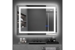 Oraymin Espejo de Baño con Luz LED 60 x 80 cm Antivaho, Espejo baño LED con Interruptor táctil, Regulable, 3000K-6000K Blanco frío a Blanco cálido, función de Memoria, IP54 Espejo de baño con LED