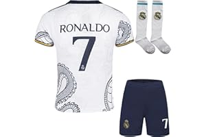 Mokiss R. Madrid Ronaldo #7 Kinder Trikot Fußball Spezielle Golddrachen-Edition und Weißer Drache Edition, Shorts Socken Jugendgrößen